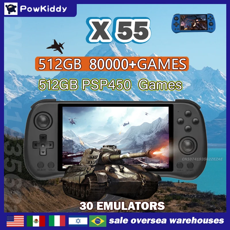 Retro Gaming App - POWKIDDY-Console de jeu X55, 80000 jeux,