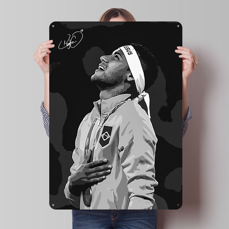 Retro Gaming Desk - Neymar Jr. Affiche de portrait personnalisée,