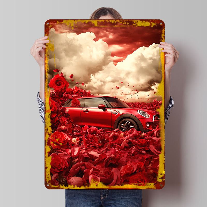 Retro Gaming Uk - Affiche imprimée de voiture rouge britannique