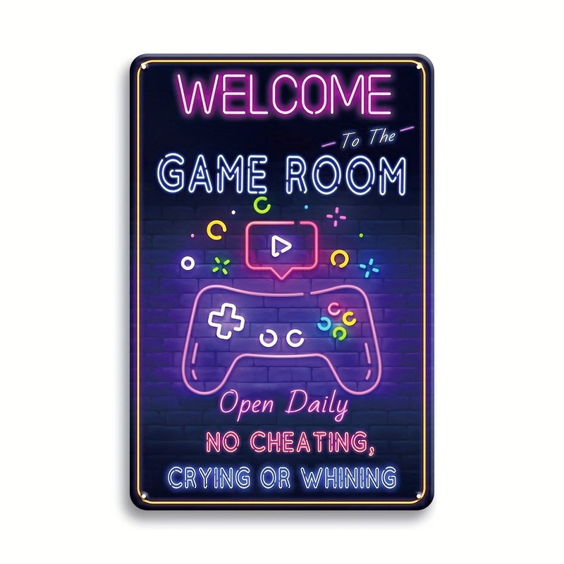 Retro Gaming Decor - Panneau métallique de bienvenue dans la