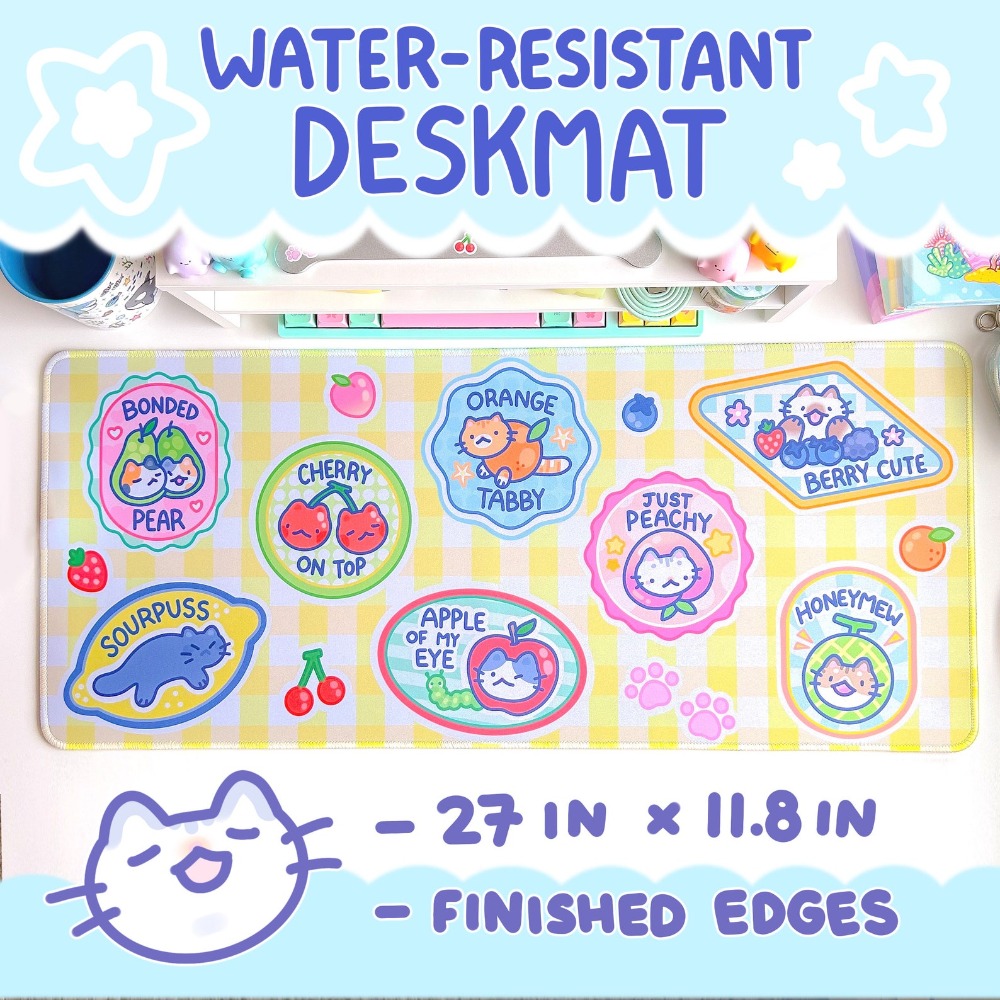 Retro Gaming Desk Setup - Tapis de bureau Fruit Kitty, tapis