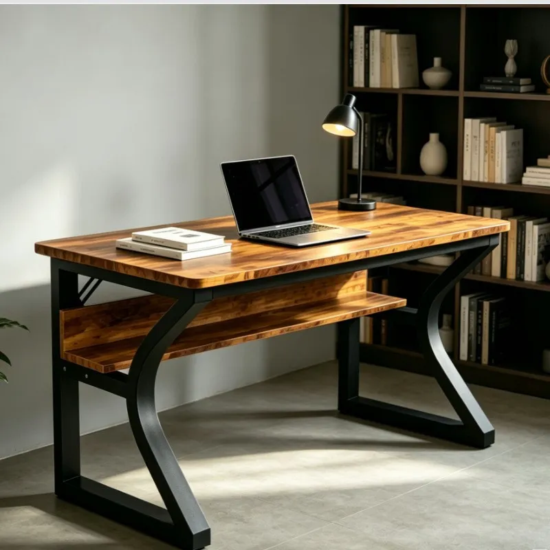 Retro Gaming Desk - Bureau d'ordinateur en fer forgé rétro,